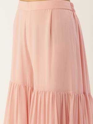 Ethnovogue Ready To Wear Pink Embroidered Peplum Top N Palazzo Set 4