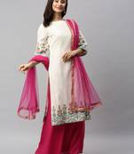 Ethnovogue Ready To Wear Off White Gota Patti Cotton Palazzo suit