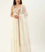 Ethnovogue Ready To Wear White Layered Anarkali Straight Pant Suit Wedding Wear