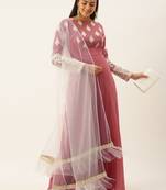 Ethnovogue Ready To Wear Pink Embroidered Georgette Anarkali Suit