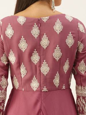 Ethnovogue Ready To Wear Pink Embroidered Georgette Anarkali Suit 4