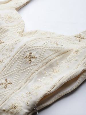 Ethnovogue Ready To Wear Off White Embroidered Georgette Gharara Suit 4