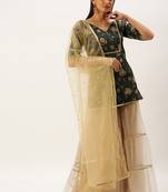 Ethnovogue Ready To Wear Green Chanderi Sharara Suit With Dupatta