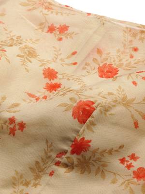 Ethnovogue Ready To Wear Beige Printed Organza Anarakali Suit 4