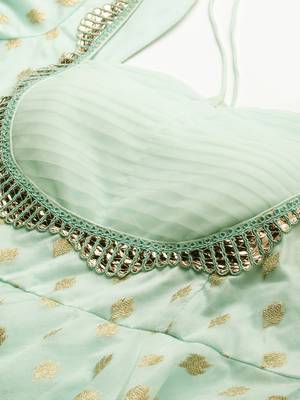 Ethnovogue Ready To Wear Sky Blue Organza Jacquard Anarkali Set 4