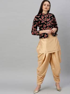 Ethnovogue Ready To Wear Beige Jacket Style Dhoti 1