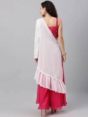 Ethnovogue Ready To Wear White Embroidered Spaghetti Style Jacket Set 2