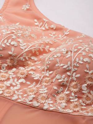 Ethnovogue Ready To Wear Peach and White One Shoulder Style Palazzo Set 4
