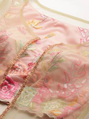 Ethnovogue Ready To Wear Peach Embroidered Crop Top N Gharara Bottom With Jacket 4