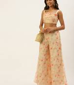Ethnovogue Ready To Wear Beige Printed Organza Co-Ords Set