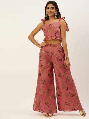 Ethnovogue Ready To Wear Pink Modal Chanderi Co Ords Set 1