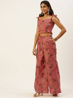 Ethnovogue Ready To Wear Pink Modal Chanderi Co Ords Set 3