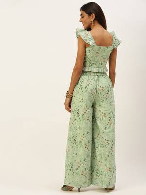 Ethnovogue Ready To Wear Green Muslin Digital Printed Co Ords Set 2