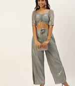 Ethnovogue Ready To Wear Grey Organza Embroidered Co Ords Set
