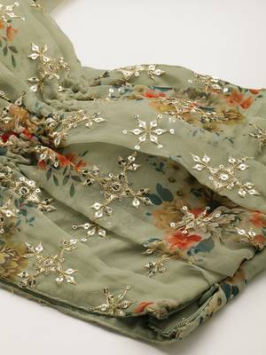 Ethnovogue Ready To Wear Green Organza Embroidered Co Ords Set 4