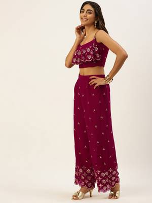 Ethnovogue Ready To Wear Pink Embroidered Co Ords Set 3