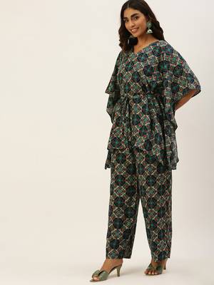 Ethnovogue Ready To Wear Multicolored Printed Viscose Kaftan Set 3
