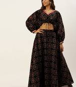 Ethnovogue Ready To Wear Black Printed Art Silk Co Ords Set