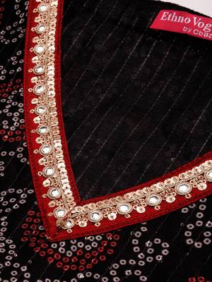 Ethnovogue Ready To Wear Black Printed Art Silk Co Ords Set 4