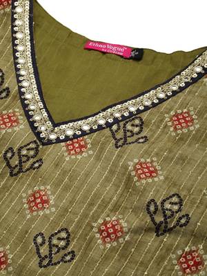 Ethnovogue Ready To Wear Green Printed Art Silk Co Ords Set 4