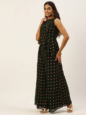 Ethnovogue Ready To Wear Green Embroidered Georgette Palazzo sets 3