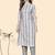 Vbuyz Women'S Striped Print Straight Cotton Blend Grey Stitched Kurta