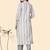 Vbuyz Women'S Striped Print Straight Cotton Blend Grey Stitched Kurta