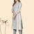 Vbuyz Women'S Striped Print Straight Cotton Blend Grey Stitched Kurta