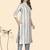 Vbuyz Women'S Striped Print Straight Cotton Blend Grey Stitched Kurta