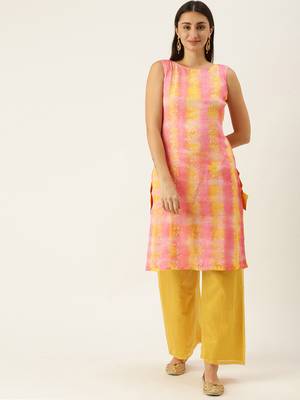 Ethnovogue Ready To Wear Mustard N Multicolored Embroidered Kurta Set 1