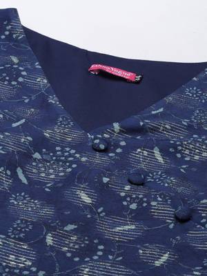 Ethnovogue Ready To Wear Blue Foil Calf Length Kurta Set 4