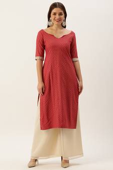 Ethnovogue Ready To Wear Maroon Nylon Jacquard Kurta Sets