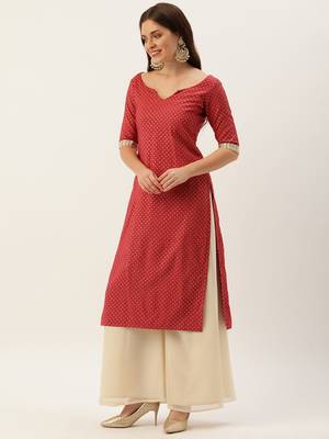 Ethnovogue Ready To Wear Maroon Nylon Jacquard Kurta Sets 3