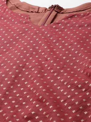 Ethnovogue Ready To Wear Maroon Nylon Jacquard Kurta Sets 4