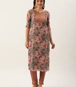 Ethnovogue Ready To Wear Multicolored Georgette Printed Embroidered Kurti Set