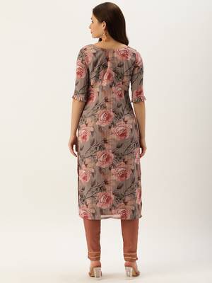 Ethnovogue Ready To Wear Multicolored Georgette Printed Embroidered Kurti Set 2