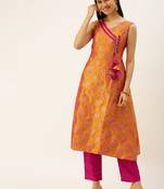 Ethnovogue Ready To Wear Mustard Taffeta Jacquard Kurta set