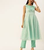 Ethnovogue Ready To Wear Sky Blue Organza Jacquard Kurta set