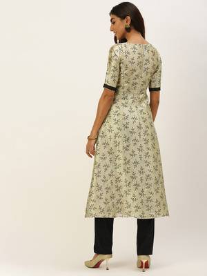Ethnovogue Ready To Wear Off White Art Silk Printed Kurta Set 2