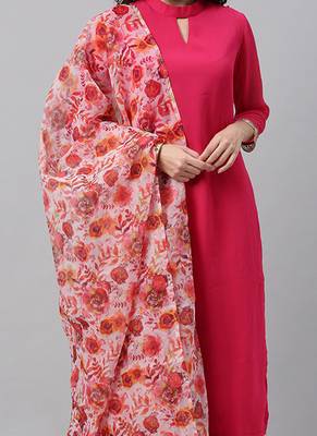 Ethnovogue Ready To Wear Pink N Multicolored Collar Neck Wide Leg Pant Set 3
