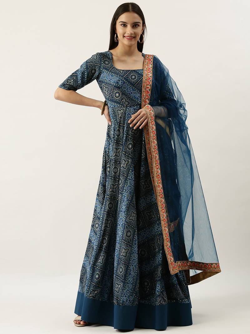 Ethnovogue Ready To Wear Blue Floor Length Anarkali Suit