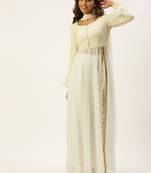 Ethnovogue Ready To Wear White Embroidered Anarkali Suit