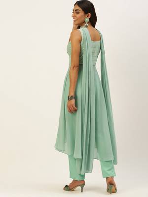 Ethnovogue Ready To Wear Green Net Sequins Salwar Set 2