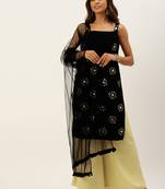 Ethnovogue Ready To Wear Black Embroidered N Beige  Palazzo Set