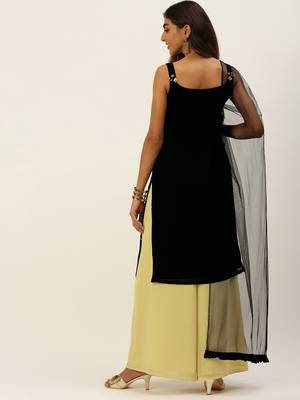 Ethnovogue Ready To Wear Black Embroidered N Beige  Palazzo Set 2