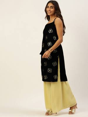 Ethnovogue Ready To Wear Black Embroidered N Beige  Palazzo Set 3