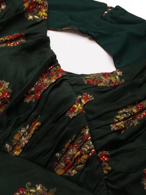 Ethnovogue Ready To Wear Printed Maroon N Green Wide Leg Pant Set 4