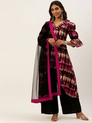 Ethnovogue Ready To Wear Multicolored Print Art Silk Wide Leg Pant Set 1