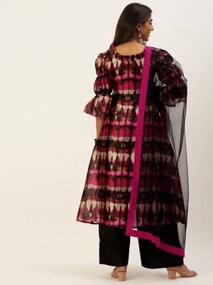 Ethnovogue Ready To Wear Multicolored Print Art Silk Wide Leg Pant Set 2