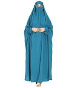 One Piece Jilbab With Adjustable Nose Piece in French Blue Color